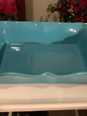 Pioneer Woman Ceramic Scalloped Ruffle Top Teal Turquoise Baking Dish Lot#80-28